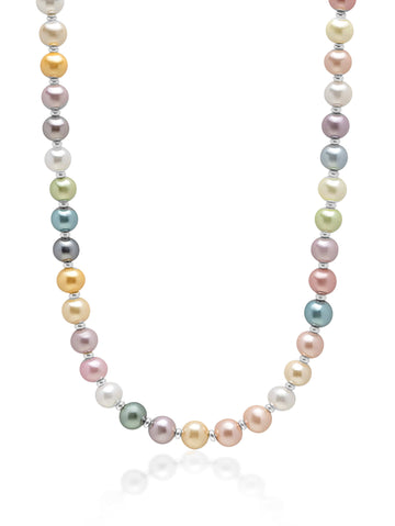 Nialaya Men's Necklace Pastel Pearl Necklace with Silver 20 Inches / 50.8 cm MNEC_250